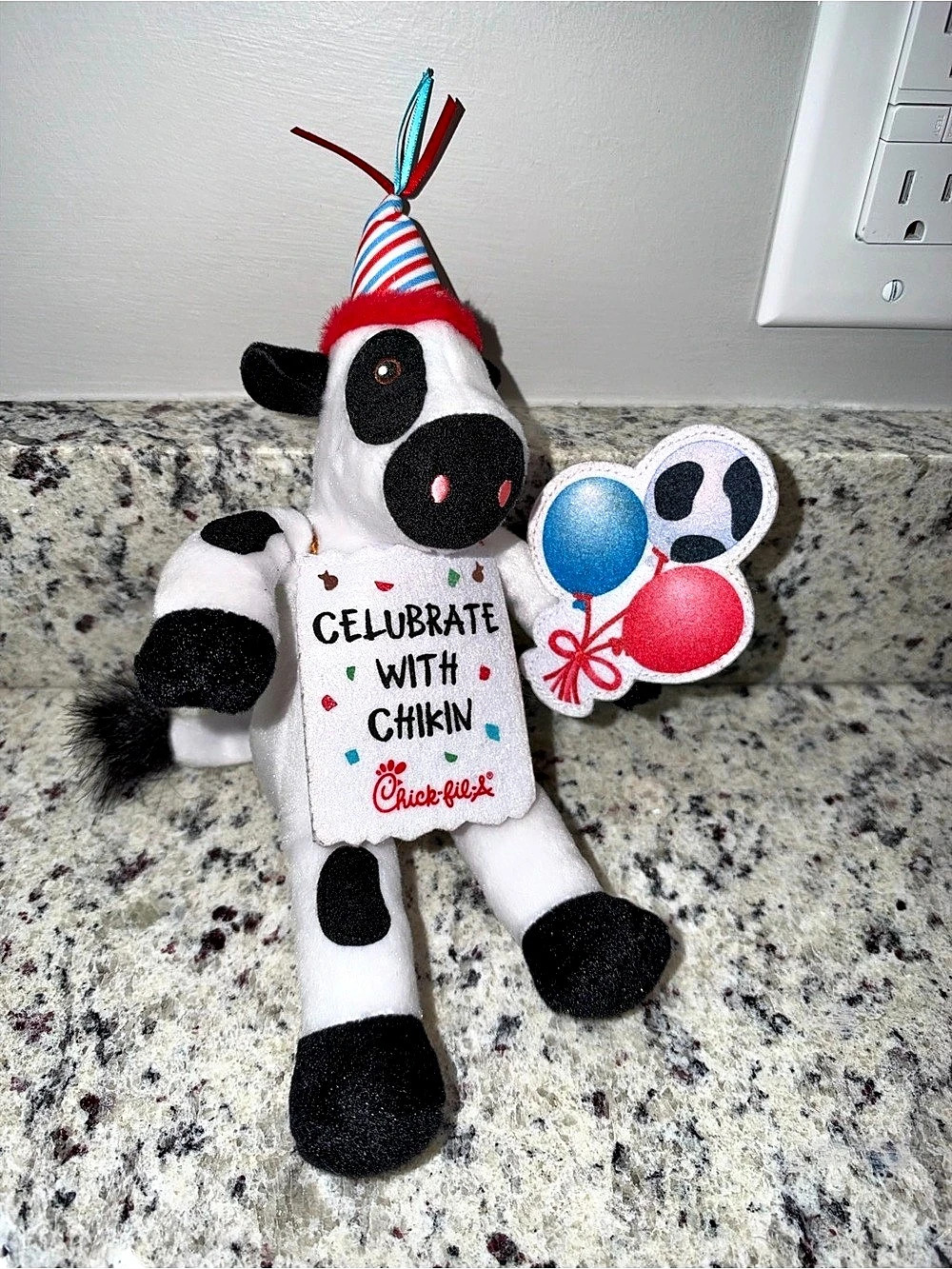 Chick-fil-A Celebrate with Chickin plush Toy with Balloons